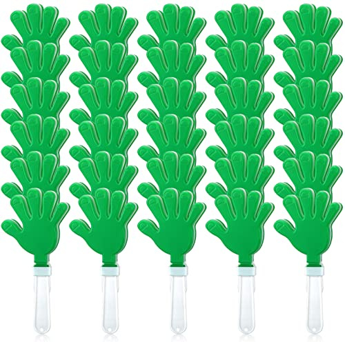 50 Pcs 7.5 Inch Green/White Hand Clapper Plastic Noise Makers for Sporting Events St. Patrick's Party Hand Clappers Noisemakers for St. Patrick's Day Party Favors Birthday Sports Game Celebration