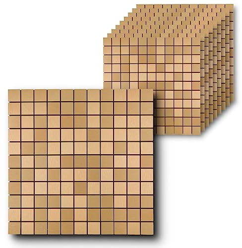 HOOZ 10 Stück Fliesenaufkleber Küchenrückwand, Selbstklebende Fliesen, Klebefliesen Küche Wandpaneele für Wanddeko Wandverkleidung Schlafzimmer Wohnzimmer, Verschiedenen Farben (Rose Aluminium)