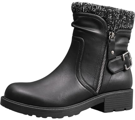 IVACHY Ankle Boot for Womens Super Comfy Cushioned Ladies Ankle Boots Zip Closure Classic English Flat Shoes Size 3-7.5 UK