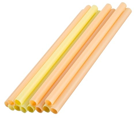 Fackelmann Cannucce Riutilizzabili Linea Summer Party da 12 pz, ideali per succhi, cocktail, frullati, in plastica PP, lavabili in lavastoviglie, colori giallo arancione, lunghezza 20 cm, ⌀ 1 cm