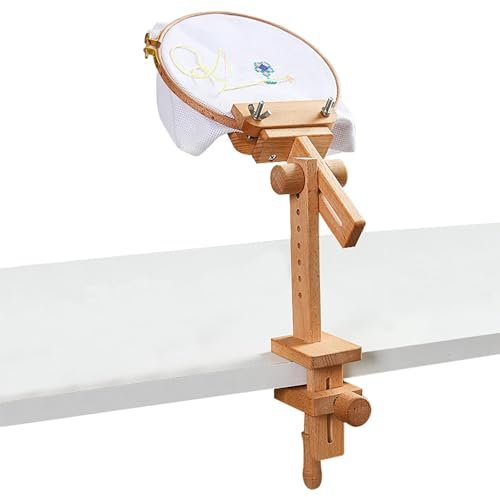 Rotierender Stickständer aus Buchenholz | 360°-Nährahmenstütze für Schoß, Bett oder Tisch | Freihändiger Reifenhalter für -Sticken und Nähen