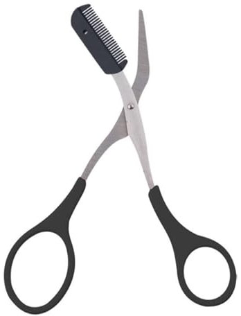 Forbici per sopracciglia, forbici per sopracciglia, pettine, forbici per sopracciglia in acciaio inossidabile, clip per modellare, rifinitore per la cura della persona, accessori per il trucco (nero)