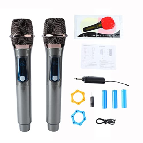 Clear Sound UHF Wireless Handheld -Mikrofon System 1 för 2 med Hållbar Dynamisk Trådlös Mikrofon, Idealisk för Sång och Röst, ABS -material