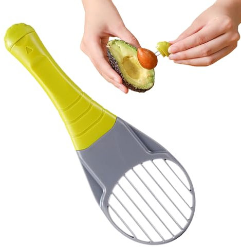 Attrezzo Affetta Avocado, Affettatrice e Taglia Avocado Snocciolatore Utensile, Impugnatura Ergonomica, Estrattore di Nocciolo, Levacuori per Frutta e Verdura