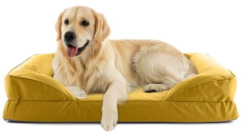 Lumaland orthopädisches Hundebett Outdoor & Indoor | ergonomisches Hundesofa 110x75 cm - ideal für große Hunde | Boden rutschfest | Füllung und Bezug waschbar | Hundekörbchen wasserfest