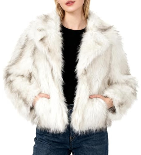 Amazhiyu Cappotto di pelliccia da donna, giacca in peluche, giacca di pelliccia, cappotto in pelliccia sintetica, giacca in pelliccia artificiale, giacca di pelliccia corta, cappotto in peluche