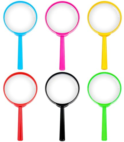 6 Pcs Magnifying Glasses, Colorful Portable Handheld Magnifying Glasses