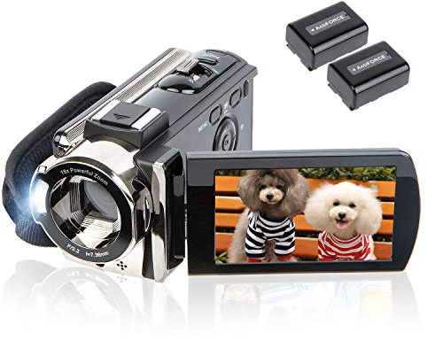 kicteck Video Camera Camcorder Digital Camera Recorder Full HD 1080P 15FPS 24MP 3.0 Inch 270 Degree Rotation LCD 16X Zoom Camcorder with 2 Batteries(604s)