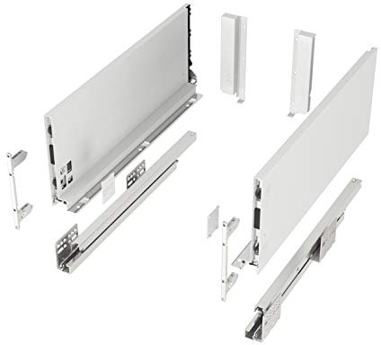Lådsystem JUNKER-SLIM Vit Höjd: 167 mm Djup: 550 mm Maximal belastning upp till 40 Kg Soft-Close Lådystem med 13 mm smala lådramar