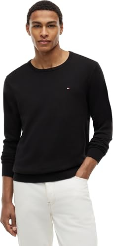 Tommy Hilfiger Men’s Essential Cotton Crew Neck Jumper, Black (Black), L
