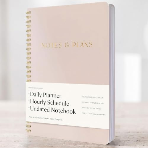 Beautiful Daily Planner And Notebook With Hourly Schedule - Spiral Notebook