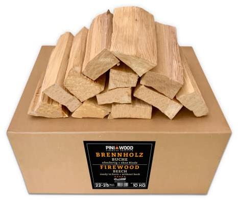 PINI Grillholz OHNE RINDE Buche 10 Kg Brennholz ca. 25 cm für Pizzaofen Grill Smoker Kamin Feuerschale