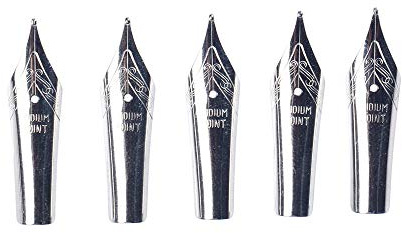 Lot de 10 plumes de calligraphie à pointe moyenne en acier inoxydable pour stylos à encre bleue