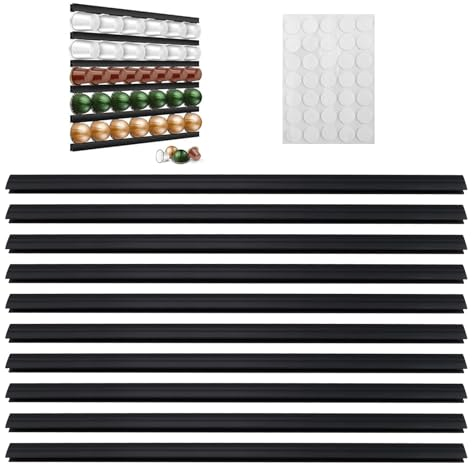 Kaffee Kapselhalter, CBLDF Wandmontierter Kaffeekapselhalter, Kaffeekapseln Aufbewahrung mit Stanzfreiem Design, Schwarz, 30 Cm, für Aufbewahrung von Kaffeekapseln