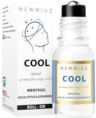 Cool Menthol Migraine Roll on Stick - Natural Fast Cooling Peppermint Eucalyptus Aromatherapy Essential Oils for Headache - Perfect Selfcare Gift Stocking Stuffers - Made in USA