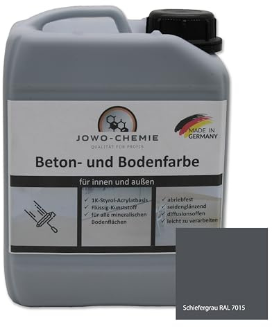 JOWO-CHEMIE Peinture de sol (2,5 kg) - Plastique liquide pour 20 m² - Gris béton - Revêtements (gris ardoise)