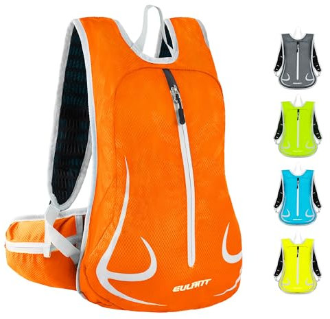 EULANT Small Running Backpack, 15L Lightweight Walking Rucksack,Waterproof Sports Rucksack for Cycling Skiing Hiking MTB Commuting, Upgraded - Waterproof Front Zipper,Orange