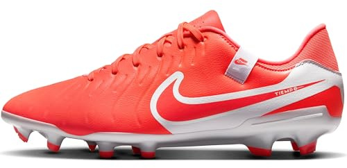 Nike Tiempo Legend 10 Academy Multi-Ground Low-Top Soccer Cleats (DV4337-800, Hot Lava/White) Size 10.5