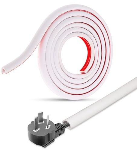 Cable Trunking blanco de 200 cm autoadhesivas para cables en la pared, cubierta flexible de PVC para cable de TV, protector de alimentación, canal corrector de cables para una fácil gestión de cables,