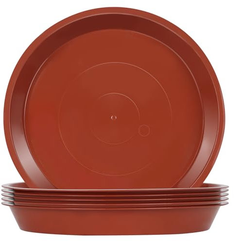 Muzhira Lot de 6 Soucoupes pour Plantes, Soucoupes pour Pots de Fleurs pour Plantes, Plateaux de Planteur pour Intérieur, Extérieur, Jardin - 11.5cm/Rouge