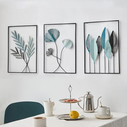FJSPERM Schwarze Wanddeko Metall Moderne Wandornament Heimdekoration, 3er-Set Metall Wandskulptur, Metallbilder Wanddeko als perfekte Deko Wohnzimmer Schlafzimmer Küche