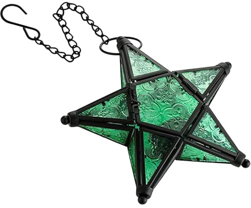 QUMIIRITY Five-Pointed Star Candle Holder Hanging Metal Lantern for Tealight Candles Indoor Outdoor Decorative Votive Tea Light Stand