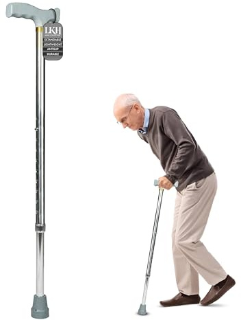 LKH Aluminum Walking stick - Lightweight 28-38 Inches Aluminum Walking Cane for Seniors & Adults – Adjustable Walking Stick with Comfortable Handle & Anti-Skid Base