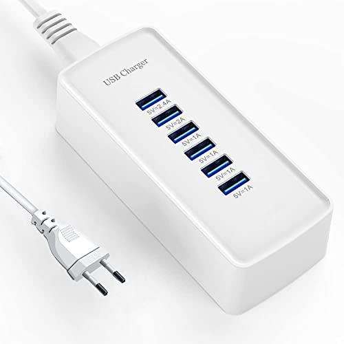 Chargeur Rapide USB, Station de Charge Portable 6 Ports pour Divers appareils, Compatible avec Les chargeurs USB pour iphone ipad, Samsung, Google, xiaomi, Huawei, etc.