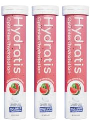 HYDRATIS - Pastilles Hydratation Electrolytes - Pastèque - Améliore l'Hydratation et Favorise l'Énergie - Formule Isotonique - Sport, Récupération, Bien-être - 3 tubes (60 Pastilles)