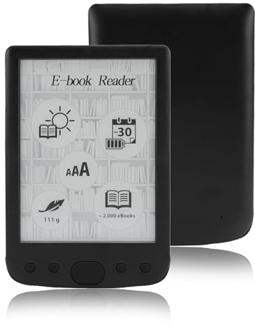 LICAEVEY E -bokläsare, 6 Tum HD 800x600 Pekskärm Ebook -läsare med 2500mAh, Digital E -läsare med Textmarkering, Kommentarer och Definitionssökningar (8g)