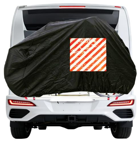 Wxeadu Funda Bicicleta Impermeable, 420D Oxford Funda Bicicleta Exterior con Cuerda de 2.6m, FundaBicicleta Autocaravana para Camping Autocaravana Portabicicletas Trasero (Negro)