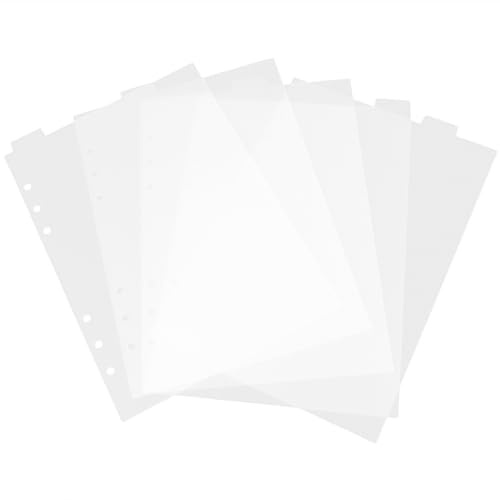Yardwe Separadores de Pestañas de Pvc Desmontables para Cuadernos A5, Divisores Transparentes de Carpeta 6 Agujeros, Pestañas de Índice Prácticas para Oficina y Estudio