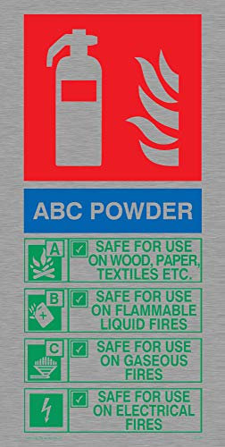 Viking Signs Fz5581-p12-ms CE Extincteur Contient Poudre ABC d'instructions pour l'usage des Signes, qualité Marine, Acier inoxydable, 200 mm H x 100 mm l