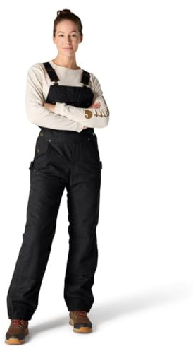 Carhartt Women's Washed Duck Insulated Bib Overall, Black, Small Short