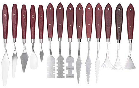 14Pcs Set di spatole per artisti in acciaio inossidabile, spatola per pittura, raschietto per pittura a olio, miscelazione acrilica