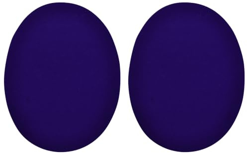celloexpress Blue Faux Suede Elbow Patches Iron-On (2 Pairs) | 140mm x 110mm Oval Patch for Knees Repair Jacket Jumper DIY Clothing