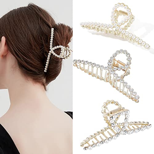Pinza Capelli Donna Perle Artigli Mollette Per Capelli Metallo Dorato Grandi Fermagli Forcina Strass Mollettoni Capelli Accessori Donna Per Ragazze