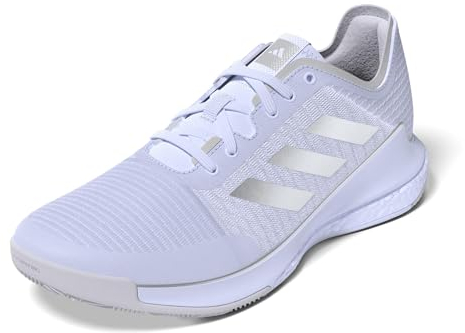 adidas Crazyflight Damen-Sneaker, Weiß/Silber-Metallic/Grau, Größe 39, Weiß/Silber Metallic/Grau, 38 EU