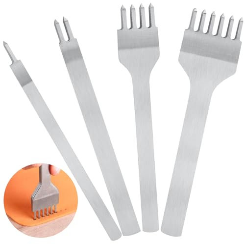 Naler DIY Leather Craft Hole Punches - 4pcs Metal Hole Puncher Set, 4/6/2/1/2mm