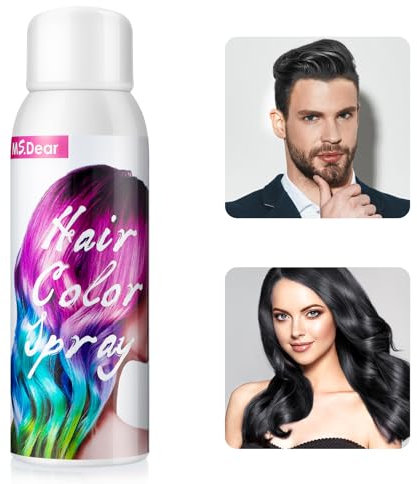Spray Couleur Pour Cheveux Noir, Laque Temporaire Colorée Pour Cheveux, Spray Colorant Capillaire Lavable À Usage Unique Pour Fête Costumée Cosplay Halloween, Coloration Rapide -100ml