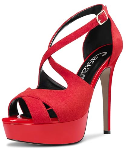 Castamere Femmes Ouvert Bout Aiguille Haut High Plate-forme Talon Heel Lanières Cheville Sandales Boucle Décontracté Chaussures 13 CM Heels