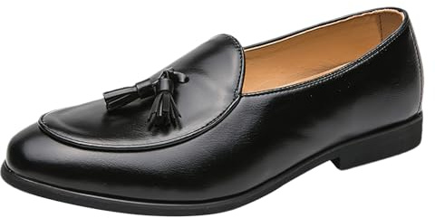 ANUFER Uomo Basso Mocassini con Nappe Classico Slip-on Formali Scarpe da Sera Nero SN0706170 EU39