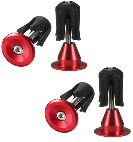 sourcing map 2 Pair Bike Handlebar End Plugs Aluminum Alloy Bar End Caps Expanding Locking Handlebar End Plugs for Most Bike MTB Road BMX Fixed Gear Bike, Red