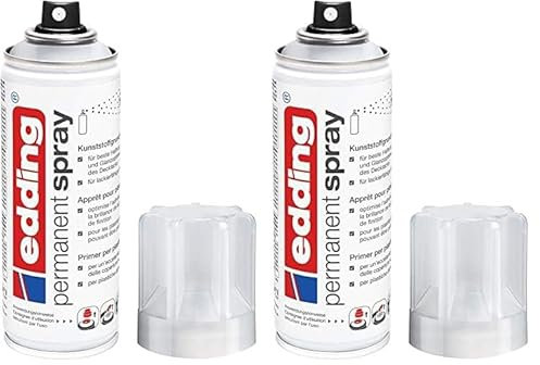 edding 5200 Permanent Spray Kunststoffgrundierung - 200 ml - Grundierung zur Vorbereitung von lackierfähigen Kunststoffoberflächen (Packung mit 2)