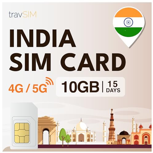 travSIM SIM-kort Indien | 10 GB mobildata | Gratis roaming i Sri Lanka och 15+ länder i Asien | Planen på detta SIM-kort för Indien är giltig i 15 dagar.
