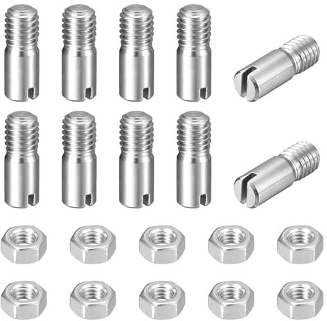 sourcing map 10 perni cilindrici con intaglio, M6 x 16 mm, in acciaio inox 304, con filettatura esterna, viti con scanalatura con dado per installazione di mobili per armadi (GB878)