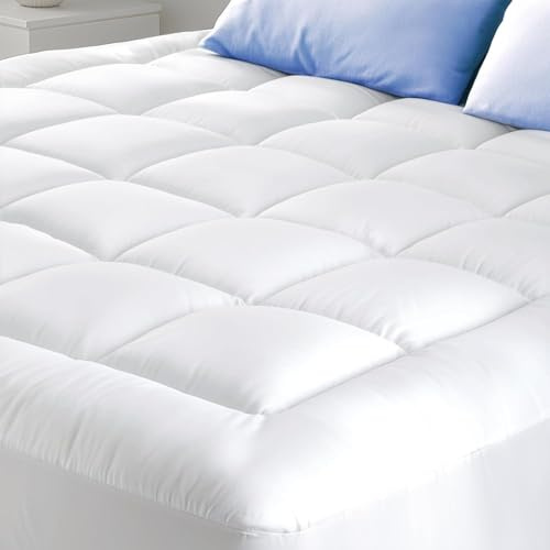 Cloud-Like Comfort Double Mattress Topper - Ultra-Soft and Breathable Cotton - 135x190cm, Deep Fit