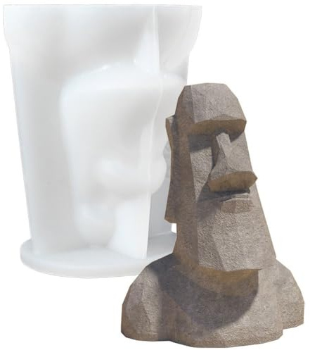 Luxylei Moldes para Velas De Isla De Pascua, Molde De Silicona 3D para Jabón, Estatua Moai Hecha a Mano, Molde De Resina De Pascua para Hacer Velas De Aromaterapia.
