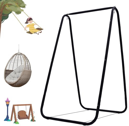curfair Soporte para silla hamaca resistente, marco en A, metal resistente al óxido con alfombrilla de goma antideslizante, marco de columpio para uso en interiores y exteriores, se adapta a la
