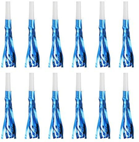 QUARKZMAN 48 Pcs Matracas Con Flecos, Sopladores De Fiesta Con Flecos Metálicos Para Eventos Deportivos Fiestas De Cumpleaños Ceremonias De Graduación, Azul